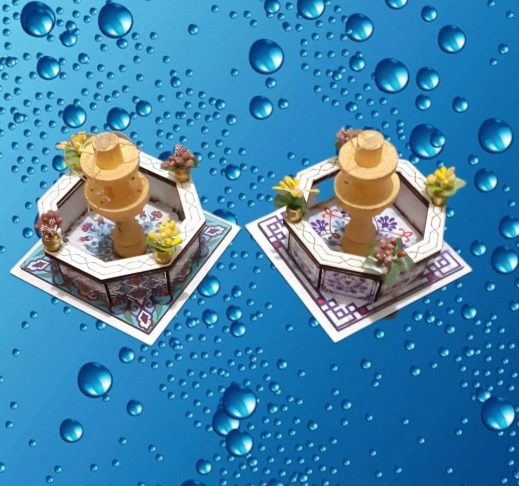 Une fontaine en bois.